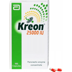 KREON / CREON 25000 IU ( PANCREATIN 300 MG ) 100 CAPSULES